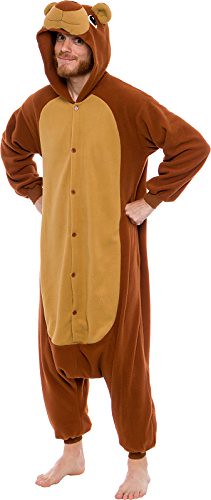 Silver Lilly Unisex Adult Pajamas - Plush One Piece Cosplay Teddy Bear Animal Costume