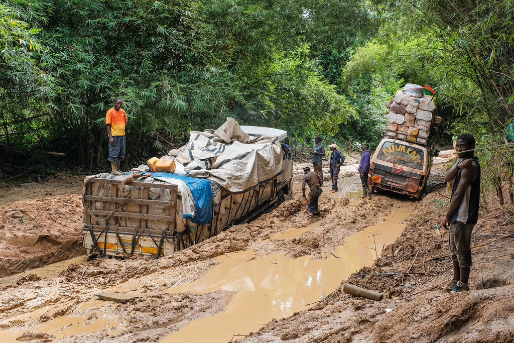 Bad road conditions near Bengamisa - DRC.