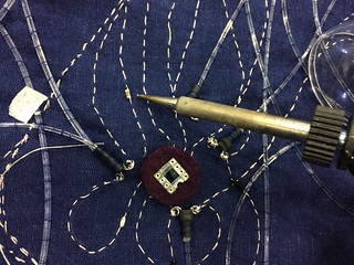 SMD components on the embroidery
