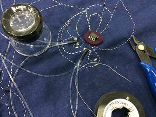 SMD components on the embroidery