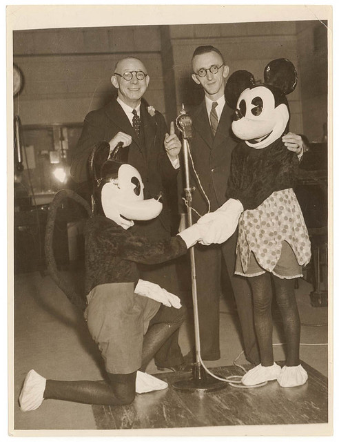 Walt Disney Minnie and Mickey Mouse, movie promotion, Sydney, ca. 1930, Sam Hood
