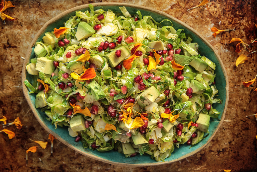 Brussels Sprouts Apple Salad with Avocado and Sour Apple Jalapeno Vinaigrette ( Vegan ) from HeatherChristo.com