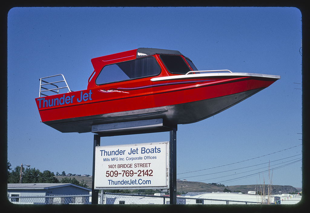 Jet Boat sign, Route 12, Clarkson, Washington (LOC)