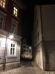... narrow alley at night in Meiningen