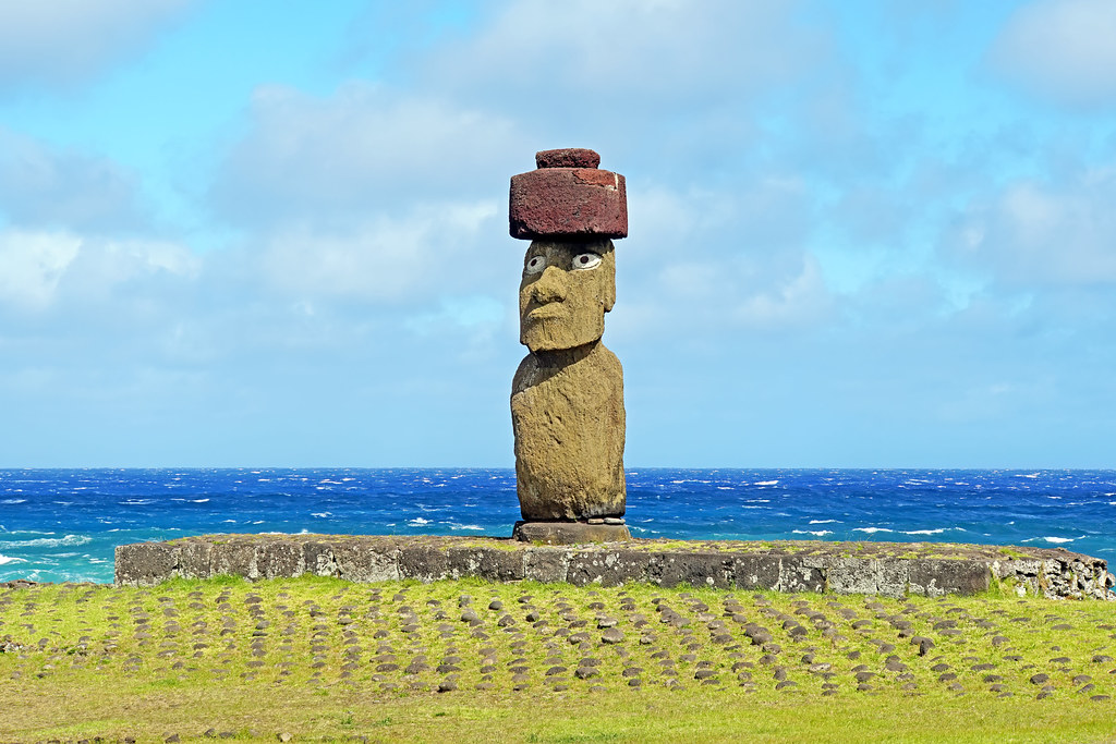 Ahu Ko Te Riku, the only complete moai on Easter Island