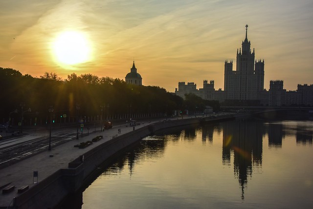 Moscow’s Kotelnicheskaya Embankment Building at sunrise