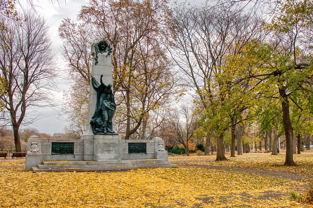 Monument to Dollard des Ormeaux in La Fontaine Park, Montréal Quebec