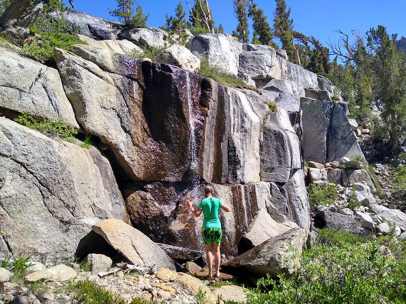Vicki thought that she might want to try taking a shower under this small waterfall - but it was way too cold!