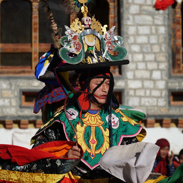 Folk dancer at a festival, Chorkor Valley, Bhutan
