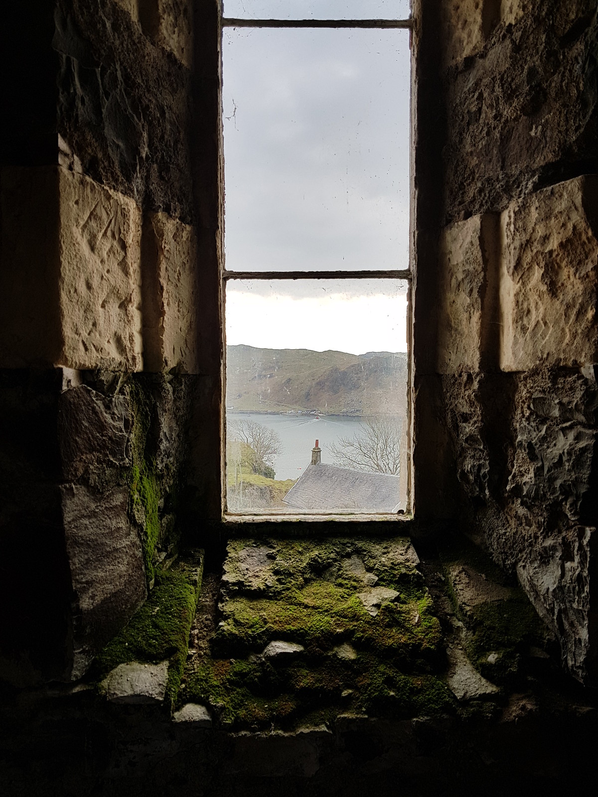 The view from inside Kerrera schoolhouse