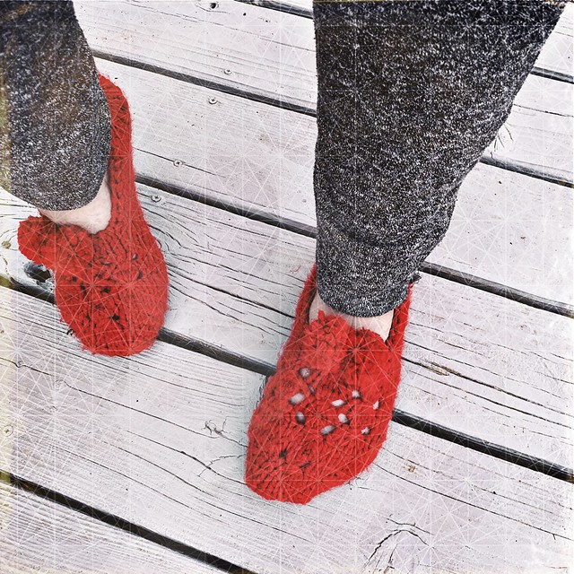 Red Knit Slippers