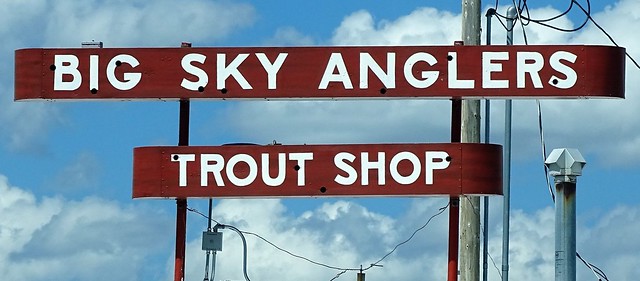 MT, West Yellowstone-U.S. 20 Big Sky Anglers Trout Shop Ghost Neon Sign
