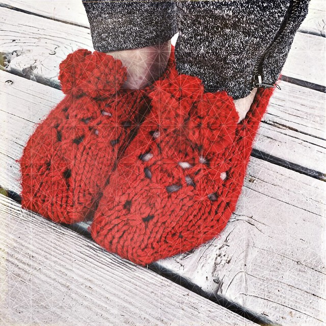 Red Knit Slippers