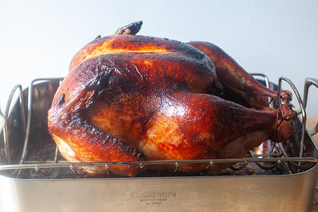 dry-brined turkey with roasted onions