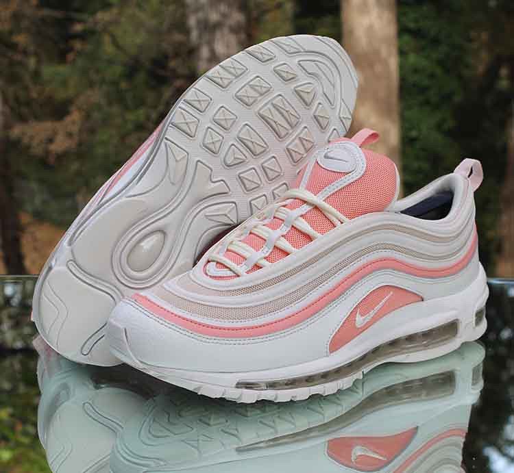 coral and white air max 97