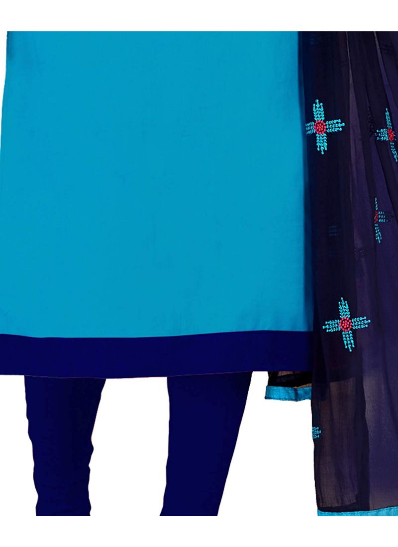 Generic Women's Glaze Cotton Unstitched Salwar-Suit Material With Dupatta (Sky Blue, 2 Mtr)