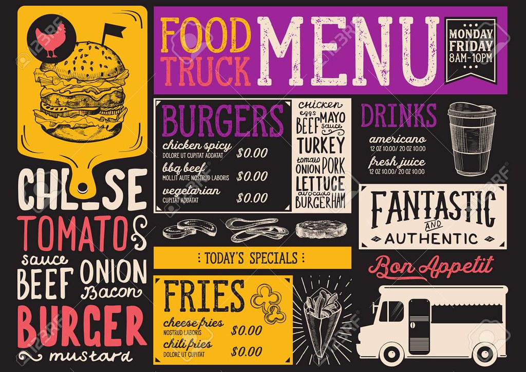 Food truck menu template.