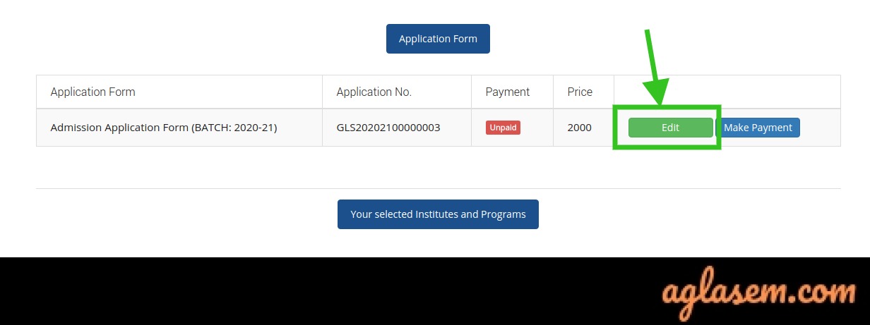 GLSID Entrance Exam 2022 Application Form Correction