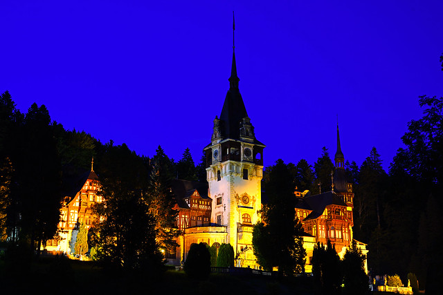 Peleș Castle at the blue hour, SInaia, Romania