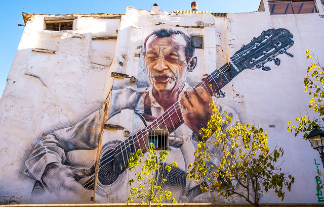 Peinture murale le guitariste noir