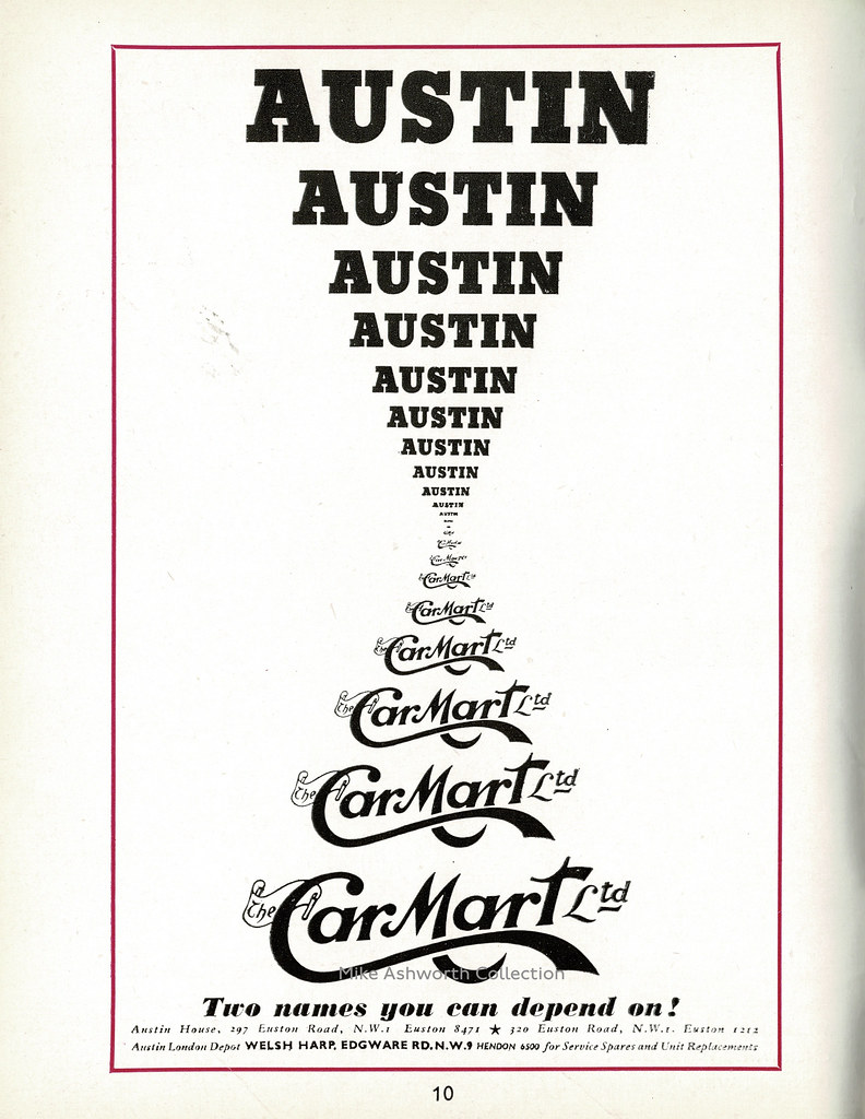 Austin - Car mart. Two names you can depend on! : advert by The Car Mart Ltd, London, 1947