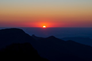 Sunset over the plain from Kaputar mountain summit