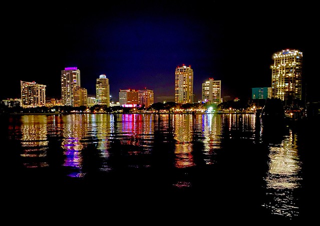 Downtown St. Petersburg after Dark Reflected in the Vinoy Basin