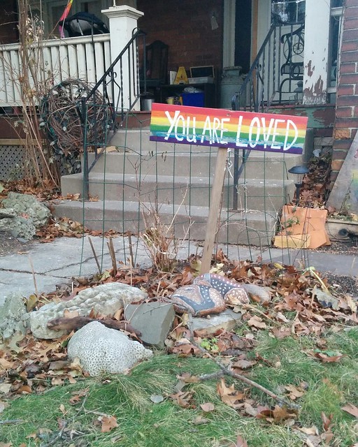 "You Are Loved" #toronto #highparknorth #oakmountroad #lgbtq #queer #rainbow #sign #frontyard