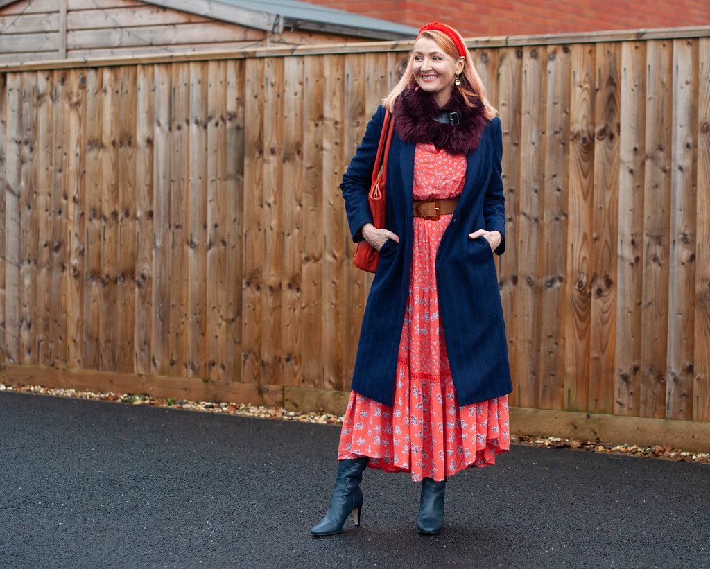 Styling a Boho Dress for Autumn With Layering and Faux Fur | Not Dressed As Lamb, Over 40 Style