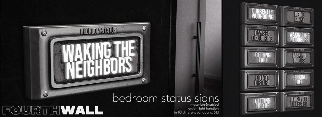 Fourth Wall / Bedroom Status Signs / Kinky Event