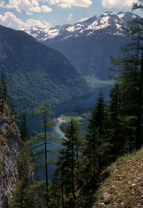 t0201015F | Blick vom Rinnkenndlsteig auf den Königssee. Berchtesgadener Alpen, 17.05.2002