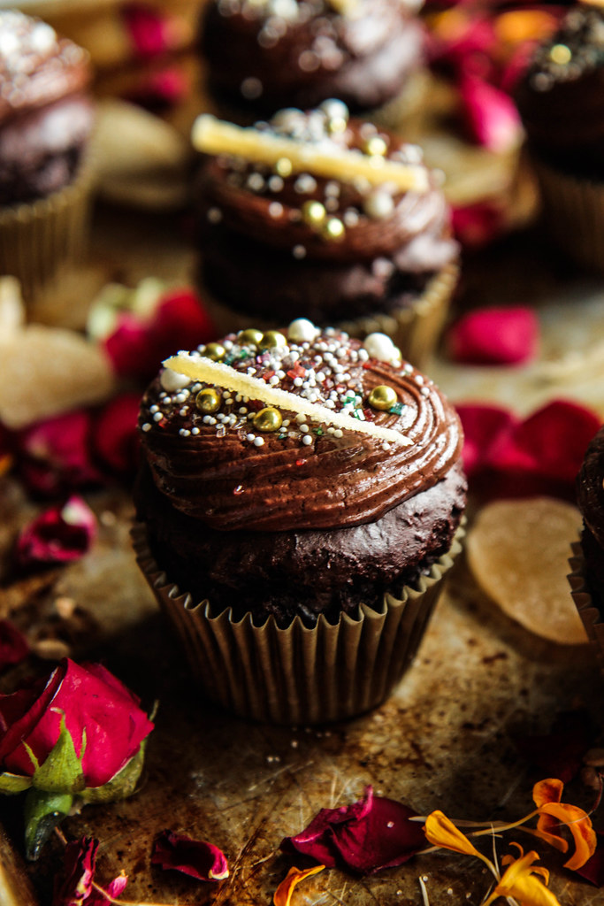 Dark Chocolate Ginger Cupcakes- Vegan and Gluten-free from HeatherChristo.com