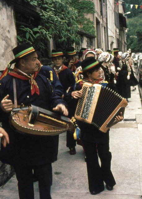 Parade and music in a French village 1975