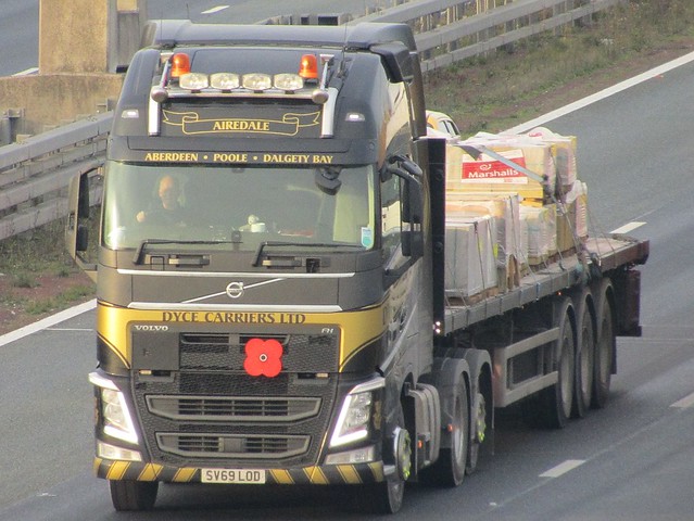 Dyce Carriers, Volvo FH (Airedale) SV69LOD Southbound On The A1M