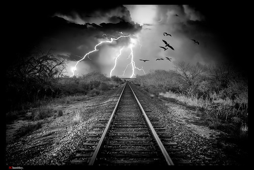 monochrome bnw railroad storm lightning fujifilm x100s