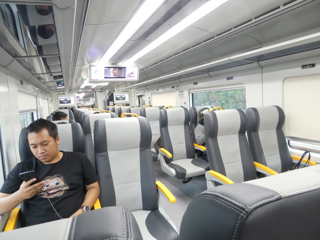 On board The near empty train from Jakarta airport to the city centre