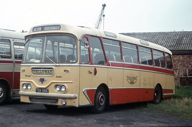 Yelloway Motor Services . Rochdale , Lancashire . YDK586 . Blackpool , Lancashire . Sunday 31st-August-1969 .
