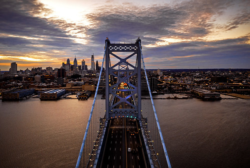 city cityscape bridge sunset aerial photography philly philadelphia 2019 nj drone dji