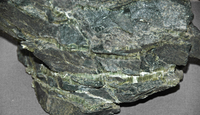 Serpentinite with chrysotile asbestos (Archean; Casper Mountain, Natrona County, Wyoming, USA