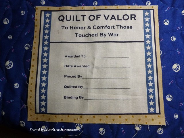 Finishing the Quilt of Valor at FromMyCarolinaHome.com