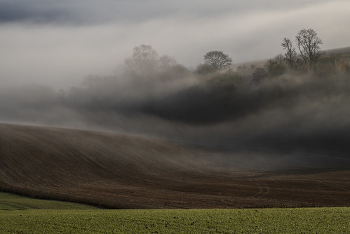 bury hill arun valley mist autumn countryside dawn fields west sussex downland