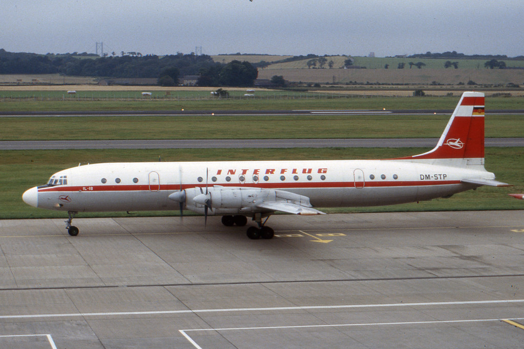 IL18 DM-STP Interflug - Edinburgh Airport 1981