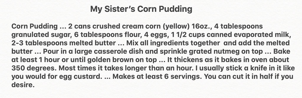 My Sister's Corn Pudding
