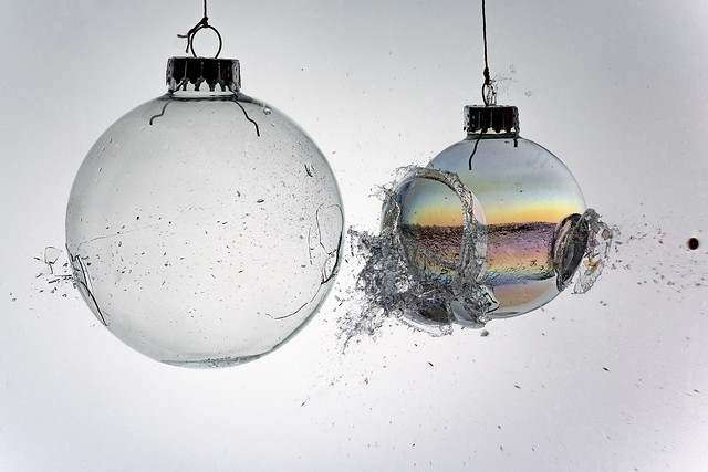 The Three States of Matter as Represented by Exploding Tree Ornaments