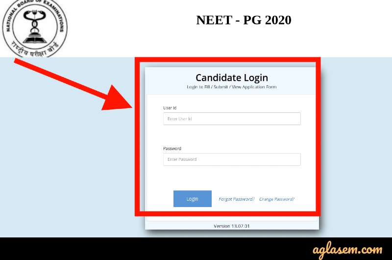 NEET PG form correction login 2021