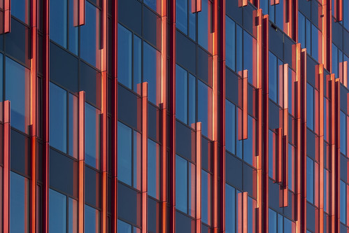 Facade with red panels