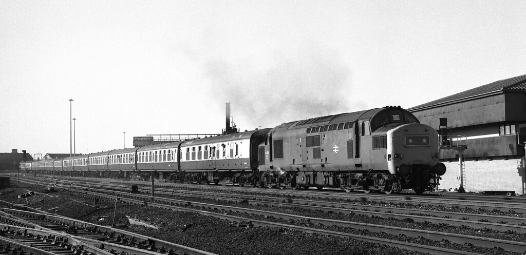 Class 37 37183 storms past Saltley 1982.