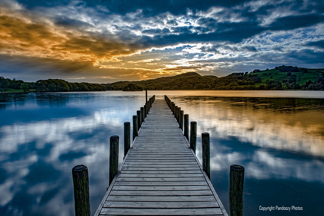 Jetty on Coniston Water,  Lake District, Cumbria, England, Uk, Gb.