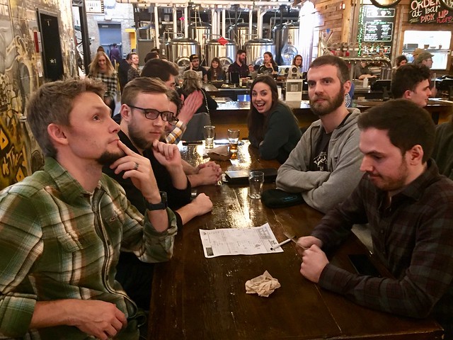 5 Dec 19, LynLake Brewery, Mpls, 2nd place: We Know Birds (51 pts) [Hi photobomber. I see you there ;) ]