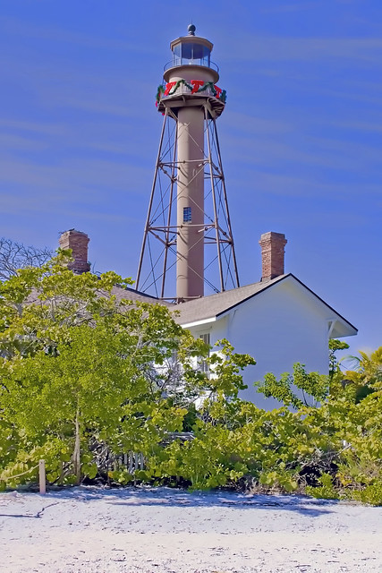 Sanibel Island Light, 2 Periwinkle Way, Sanibel, Florida, USA / Year first lit 1884 / Tower height: 98 feet (30 m) / Construction material: iron